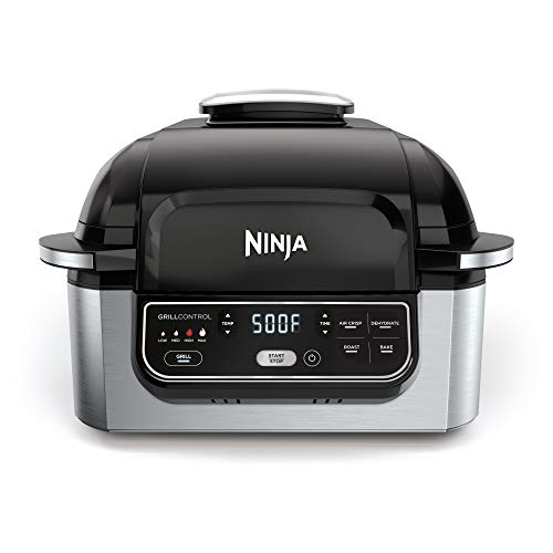 Ninja Foodi AG301 5-in-1 Indoor Electric Countertop Grill with 4-Quart Air Fryer, Roast, Bake,…