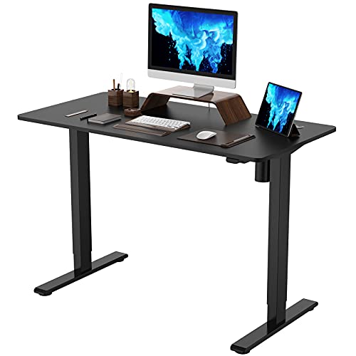 Flexispot Electric Standing Desk - 48 x 24 in Height Adjustable Sit Stand Up Desk (Black Frame + Black Top)