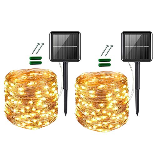 [2 Pack] Upoom Solar String Lights, 200 LED Outdoor Solar Fairy Lights Garden Copper Wire Decor…