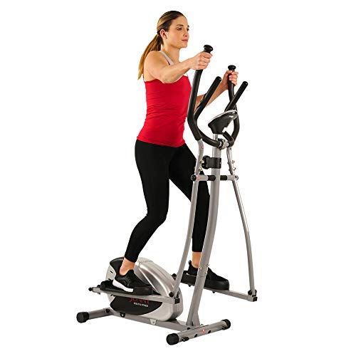 Sunny Health & Fitness SF-E905 Elliptical Machine Cross Trainer with 8 Level Resistance and Dig…